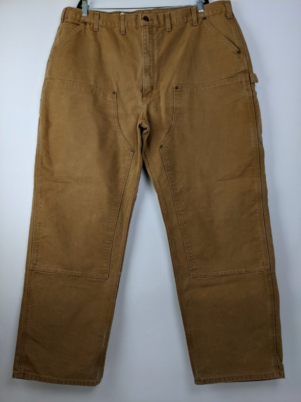 Carhartt B136 BRN Brown Tan Men's Size 46x34 Double Knee Dungaree Fit
